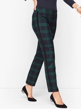 TALBOTS HAMPSHIRE WOOL ANKLE PANTS BLACK WATCH PLAID CHRISTMAS HOLIDAY NWT 10